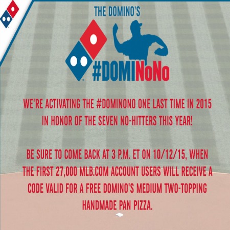 Free Dominos Medium Pizza