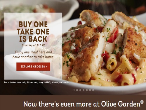 Olive Garden Buy One Entree Take One Home
